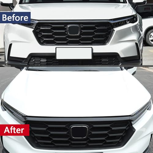Image of Car Accessories Exterior Front Bumper Engine Lid Grill Grille cover Trim Compatible with Honda CR-V CRV 2023 2024 2025 2026 (Glossy Black) 3PCS ABS