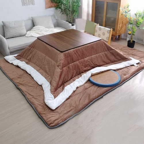 GLJTUO Mesa Kotatsu con Calentador Y Manta Mesa Kotatsu Japonesa con Calentador De Alfombra Futón 4 Piezas/Juego Mesa Kotatsu con Calentador De Alfombra Futón,Brown-a-80 * 80 * 45cm