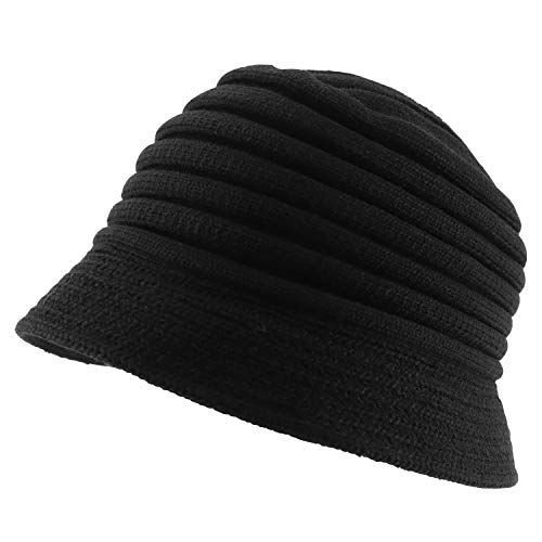 Armycrew Slinky Knit Winter Bucket Hat - Black