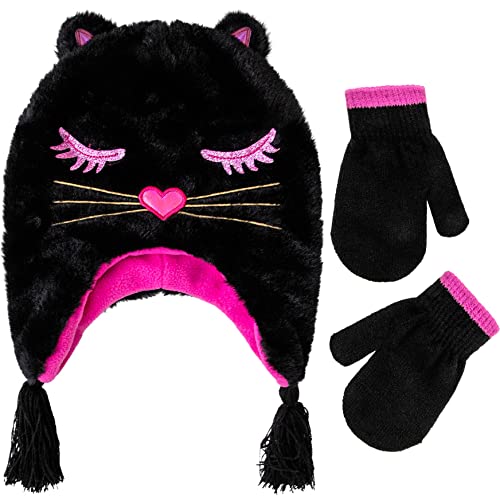 Toddler Winter Hat and Mittens for Boys & Girls Ages 2-4 Years Old + Chin Strap