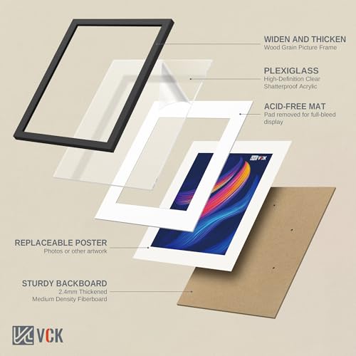 Image of VCK A2 Frame 2 Pack, Black Wood, A3 Mat, for Picture, Poster, Art