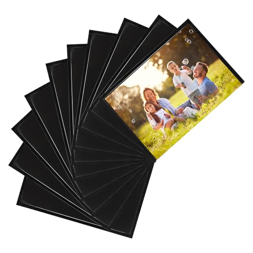 10 Piezas Marcos de Fotos Magnéticos - Imanes Portafotos con Bolsas Transparentes - Marco de Foto Magnético para Refrigerador, Pizarra y Superficies Metálicas, 10 x 15 cm, Negro (10, 10 x 15 cm)
