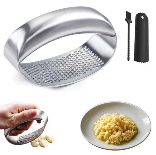 Premium Knoblauchpresse Aus Edelstahl 2025 Neu Knoblauchwippe Knoblauchpresse Spülmaschinenfest Handlich & Leicht Zu Reinigen Garlic Press Für Zerkleinert Knoblauch & Ingwer Mühelos (1)
