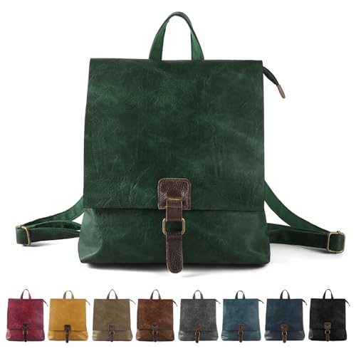 Image of Women's Fashion Backpack Purse Multipurpose Design Convertible Satchel Handbags Shoulder Bag Travel bag (Green)