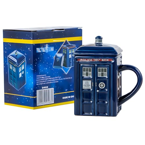 Doctor Who Tasse Tardis mit Deckel,Lustige Neuheit Kaffeetasse, Keramikbecher Milchbecher...
