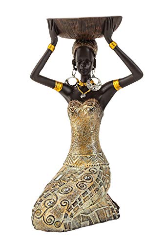 Lifestyle & More Escultura Moderna Figura Decorativa Mujer Africana Oro/marrón Altura 22 cm