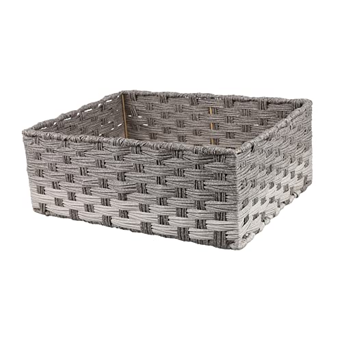PRETYZOOM Decorative Storage Basket Multi Functional Woven Desk Organizer for Office and Home Stylish Imitation Rattan Design for Fruits Snacks and Items