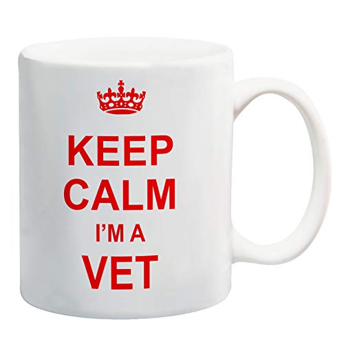 Tazza rossa con scritta Keep Calm I'm a Vet