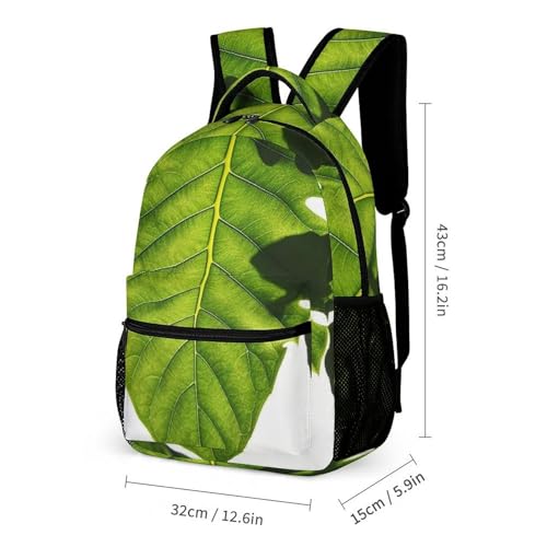 Green Leaves Pattern Backpack Set 3 Piece, Durable Backpack Insulated Lunch Bag Portable Pencil Case for Men Women2