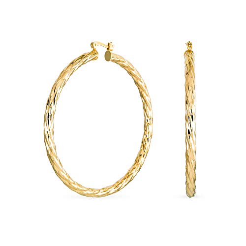 Aros de cable de cuerda chapados en oro amarillo 18k con acabado de joyería fina para mujer