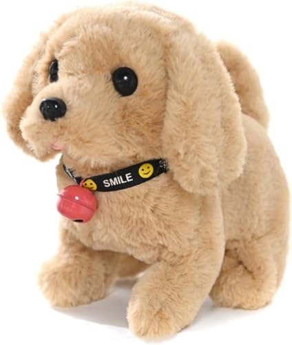 kxptso 犬の動くぬいぐるみ犬電動サウンド付きペットシミュレーション電子ペット子供ロボット犬ペット給餌知育玩具想像力トレーニングキャラクター遊び、女の子、男の子、ギフト (カーキ)