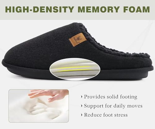 Image of KuaiLu Mens House Memory Foam Slippers with Comfortable Warm Plush Lining | Casual Slip On Lightweight Bedroom Pantuflas，Cushion Orthopedic Arch Support Walking Outdoor Garden Footwear US7-15
