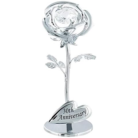 Haysom Interiors Modern 30th Anniversary Silver Plated Flower with Clear Swarovski Crystal Bead by Happy Homewares Cover