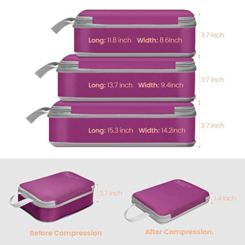 Compression Packing Cubes, Cambond 4 Pack Packing Cubes For Travel Luggage Organizers Compression Cubes (Purple) #TOP1