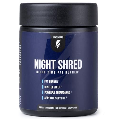 InnoSupps Night Shred Fat Burner and Natural Sleep Support | Ashwaganda, 5-HTP, CLA, Melatonin | Appetite Suppressant | Weight Loss Support Nighttime Fat Burning (60 Vegetarian Capsules)
