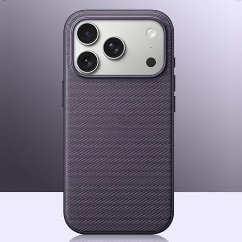 Image of QHOHQ Luxury Vintage TechWoven Back Cover for iPhone 17 Pro (6.3 Inch) | Premium Woven Texture Case with Shockproof Protection | Premium Slim Fit Case with Wireless Charging Support (Purple)