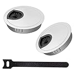 2 Pcs Pasacables de Escritorio de 60 mm de Diámetro, Pasacables de Metal Con Paso de Goma y Bridas Para Muebles Yescritorio