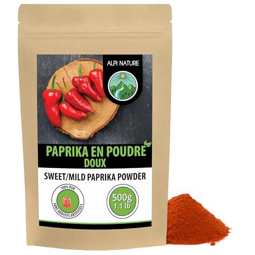 Alpi Nature Paprika Doux en Poudre 500g, Poudre de Poivrons Rouges Moulus, Assaisonnement au Paprika Doux