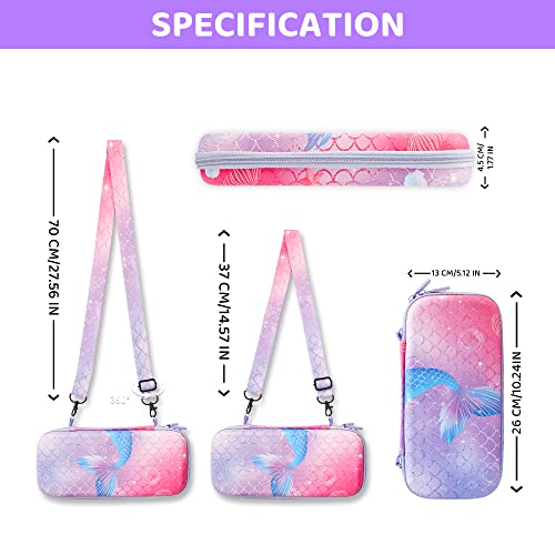 GLDRAM Purple Carrying Case Compatible with Nintendo Switch OLED, Cute Accessories Kit with Travel Case, Switch OLED Protective Shell, Screen Protector, Thumb Caps & Shoulder Strap by GLDRAM - Image 3