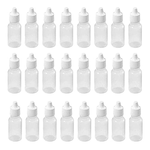 QUUPY 24PCS 15ml de plástico Blanco de Squeezable frascos cuentagotas vacío Recargable del Ojo de fluidos Botellas vacías del cuentagotas Cover