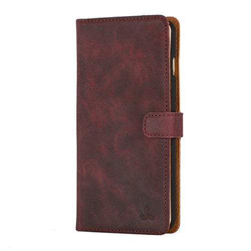 Snakehive Iphone 6 Plus Case, Vintage Collection Apple Iphone 6 Plus Wallet Case In Nubuck Leather With Credit Card/Note Slot (Plum) #TOP20
