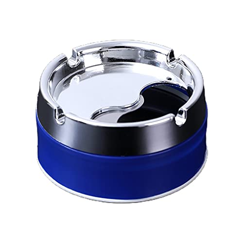 X-Institute PP+Stainless Steel Ashtray Round Windproof Ashtrays With Rotating Lid For Home Garden Outdoor Indoor Portable Office Sealing Ashtray Accessory