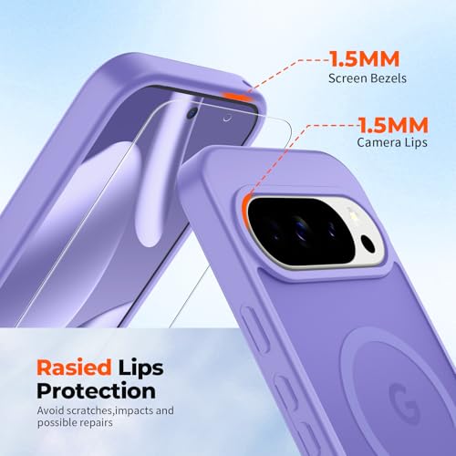 Image of SUPFINE Magnetic for Google Pixel 10 Pro Case /Pixel 10 Case with Screen Protector, (Built-in Magnets) ((Military Grade Drop Protection) Slim Translucent Shockproof Phone Case,Purple
