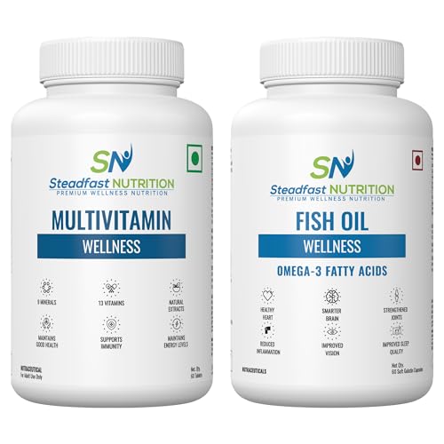 Steadfast Nutrition Multivitamin + Fish oil Combination for Men & Women, Omega 3 Fish Oil + Multivitamin Stronger Bones, Hair, Skin, Improves Sleep Quality (Multivitamin + Fish Oil Combo) Steadfast Nutrition Multivitamin + Fish oil Combination for Men & Women, Omega 3 Fish Oil + Multivitamin Stronger Bones, Hair, Skin, Improves Sleep Quality (Multivitamin + Fish Oil Combo)