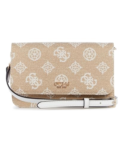 GUESS Loralee Crossbody Flap Organizer sac bandoulière blanc imprimé logo portefeuille