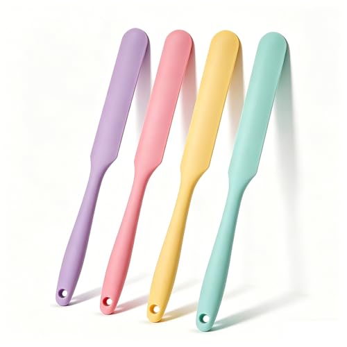 Silicone Jar Spatula Set, 4 Pcs Long Handle Sourdough Scraper Tools