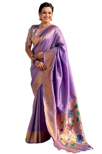 Image of SGF11 Women's Paithani Soft Lichi Silk Kanjivaram Sarees With Blouse Piece