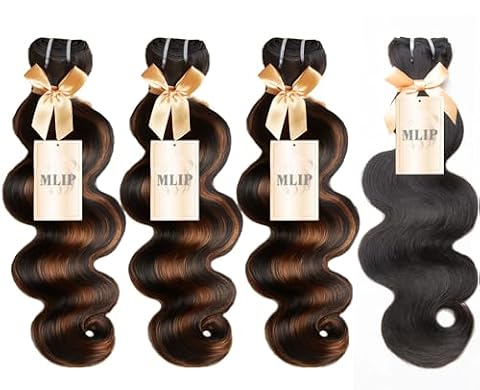 mlip (18 20 22 Inches Brown Highlight Bundles and (22 Inches Natural black Bundles — $265.18 (16% off)