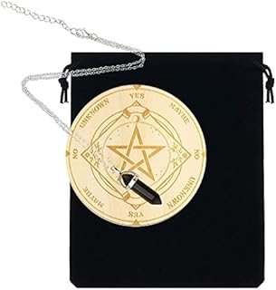 3PCS Pendulum Board Dowsing Divination, Star Pendulum Board Wooden Divination Board Carven Board 1PC Crystal Dowsing Pendulum Necklace Witchcraft Supplies Metaphysical Message Board with Velvet Bag