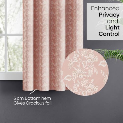 Image of haus & kinder Jacquard Window Curtains 5 Feet Long Pack of 1 Window Curtain, 5 Feet Curtains for Window (Spring Trellis, Beige 130x152 CM)