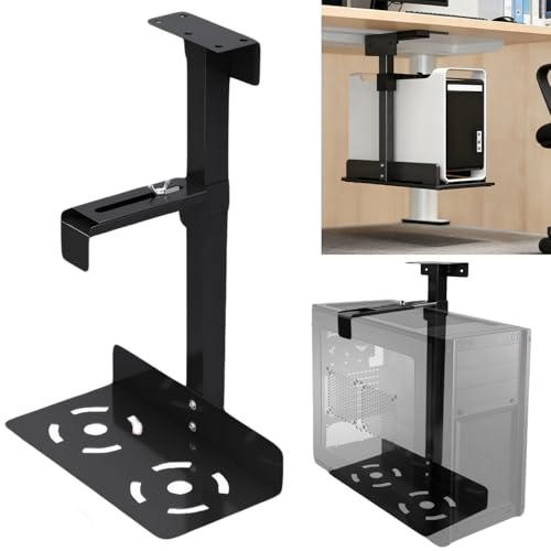 Xtrillogen PC Halterung unter Schreibtisch Verstellbare PC Ständer für 50-530mm Carbonstahl Computer Wandhalterung Computer Halterung Schreibtisch für den Meisten Hosts Max Tragkraft 35 kg (schwarz)