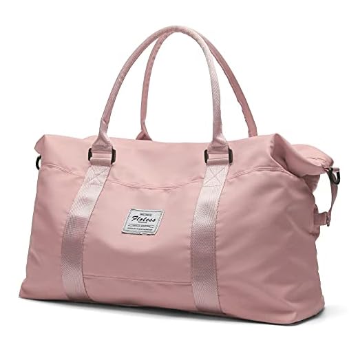 Bolsa de lona de viaje, bolso tote, bolsa de deporte para gimnasio, bolsa de hombro para fin de semana para mujer, A-pink1-large, L,