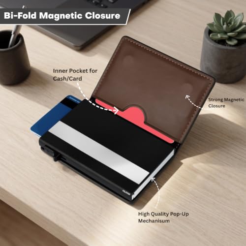 Image of FELSTAR Pu Leather Pop Up Card Holder Wallet for Men Women (Bi-Fold Wallet)