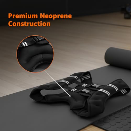 Image of Amazon Basics Adjustable Weighted Vest 10 kg for Men & Women | Breathable Neoprene, Secure Fit, Even Weight Distribution | Ideal for Running, Gym, Cardio & Home Workouts | Black
