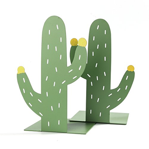 NIKKY HOME Hierro Decorativo Cactus Nonskid Sujetalibros para Estanter¨ªa Home Office Biblioteca Decoraci¨®n, Verde Cover