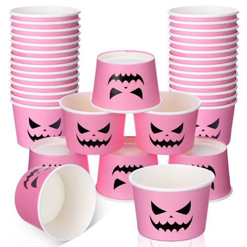48 Pcs Pink Halloween Treat Snack Cups Disposable Halloween Paper...