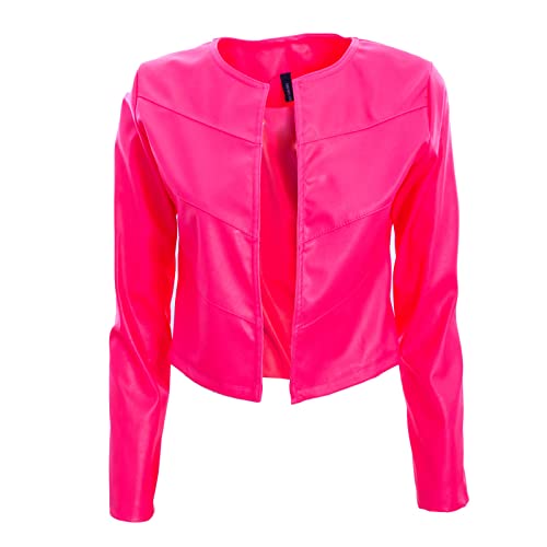 Toocool Veste Courte Femme Simili-Cuir Boléro Sans Fermeture Taille Unique VI-2601 [Rose fluo]