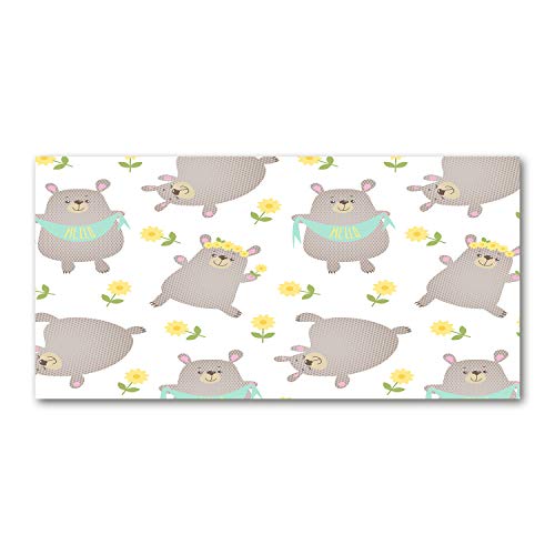 Splashback guard gris en verre avec illustration ours en peluche 100x50