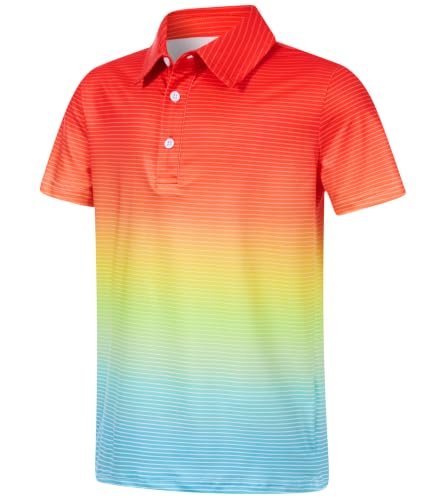 Cuddomper Boys Polo Stripe Shirt Size 9-10 Gradient Short Sleeve Golf Tops - image 1