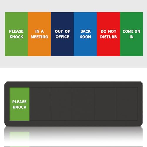 Office Door Signs- 6 Options Out Of Office Sign for Door,Do Not Disturb, In A Meeting,Please Knock, Come On In,Back Soon, Privacy Slider Sign for Meeting & Conference Room Black