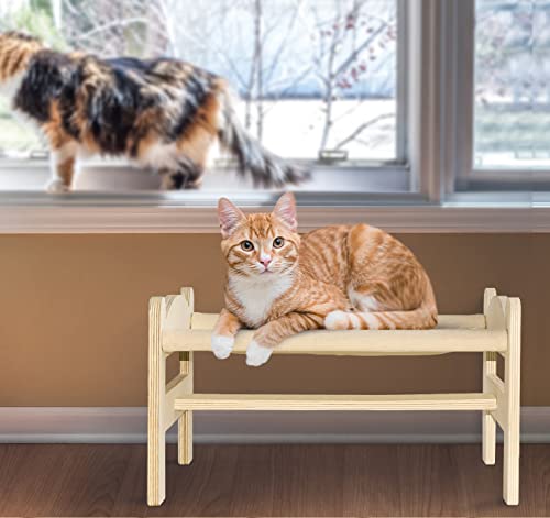 Cat Furniture Cat Bed Cat Hammock,Wooden Elevated Cat Bed Free-Standing For Indoor Cats,Cat Couch Pet Supplies,Washable And Breathable Kitty Hammock Bed,Gift For Your Small To Medium Size Cat #TOP2