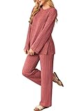 Kikibell Two Piece Lounge Set - Women's Co Ord Set With Long Pants - Red