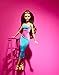 Barbie Looks Fashion Doll with Brown Hair Wearing One-Shoulder Pink & Blue Midi Dress, Collectible with Posable Made to Move Body