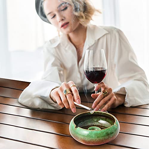 Ronxs Ashtray, Outdoor Ash Tray For Patio With Lid, Windproof Ashtrays For Cigarettes, Handmade Ceramic Ashtray For Home Office Indoor Decoration #TOP5