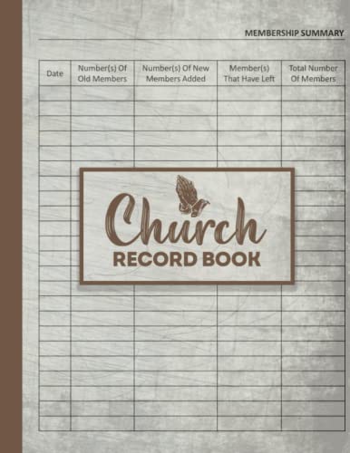 CHURCH RECORD BOOK: Church Membership Register Book Perfect for Church