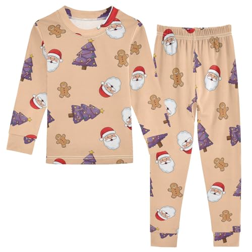 Pajama Sets Long Sleeve Christmas Trees Santas and Gingerbreads Soft Comfy Sleepwear 2 Piece PJS 3-8T